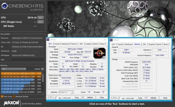 AMD Ryzen 9 5900X Cinebench Score: на одном уровне с 18-ядерным флагманом Intel i9-10980XE HEDT